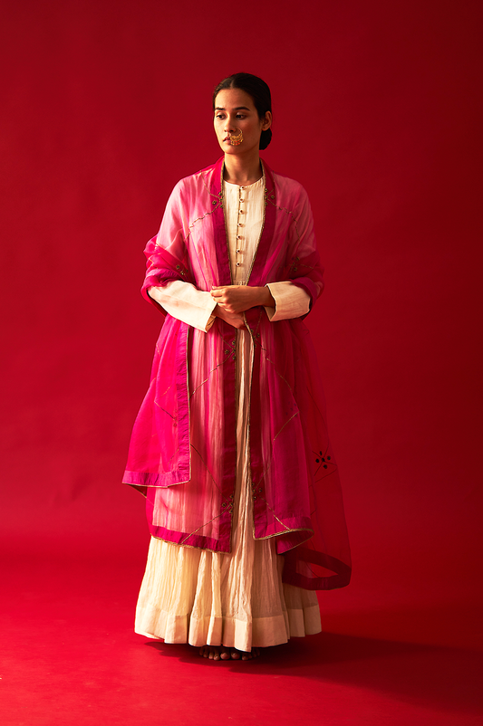 Alara Anarkali Set (Ivory with Rani Dupatta)