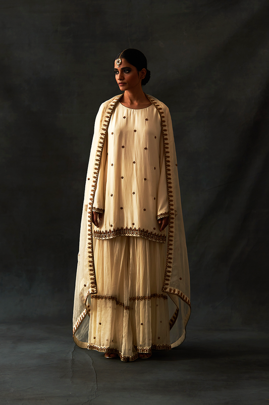 Kiara Sharara Set (Ivory)