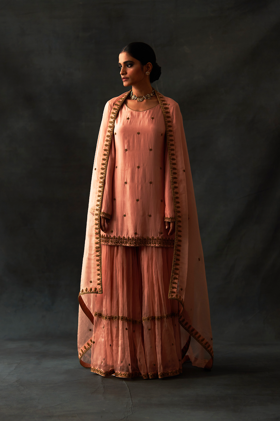 Kiara Sharara Set (Old Rose)