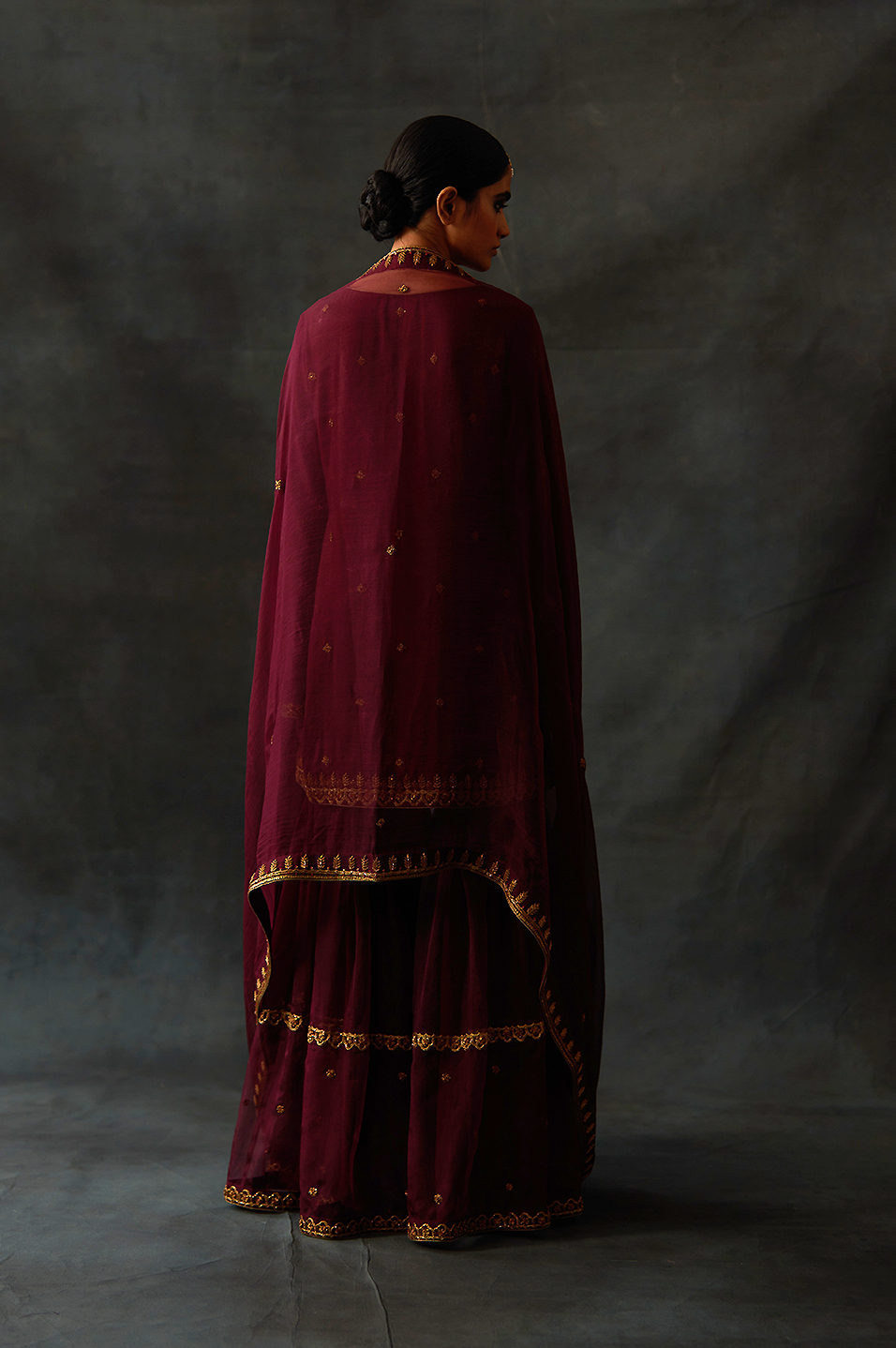 Kiara Sharara Set (Wine)