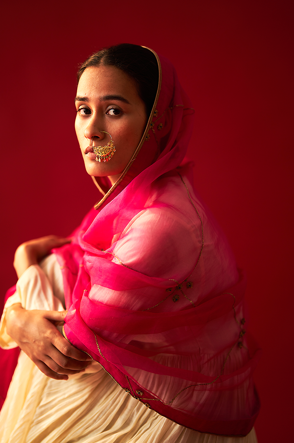 Alara Anarkali Set (Ivory with Rani Dupatta)