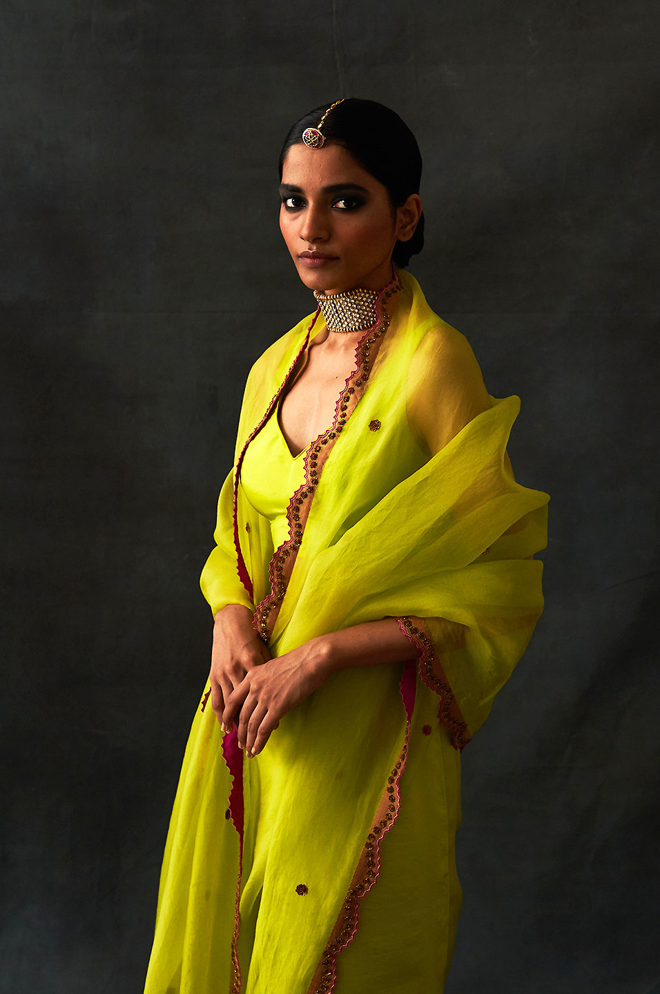 Roshani Saree (Lime)