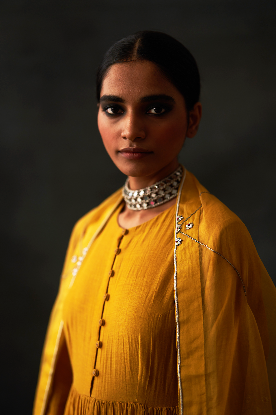 Aftab Anarkali Set (Mustard)