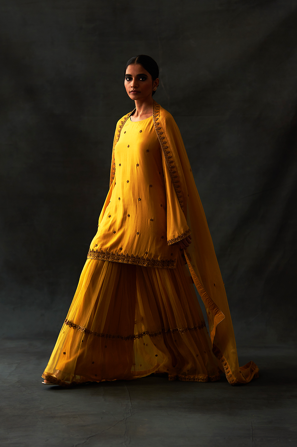 Kiara Sharara Set (Mustard)