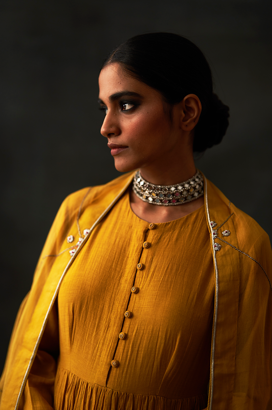 Aftab Anarkali Set (Mustard)