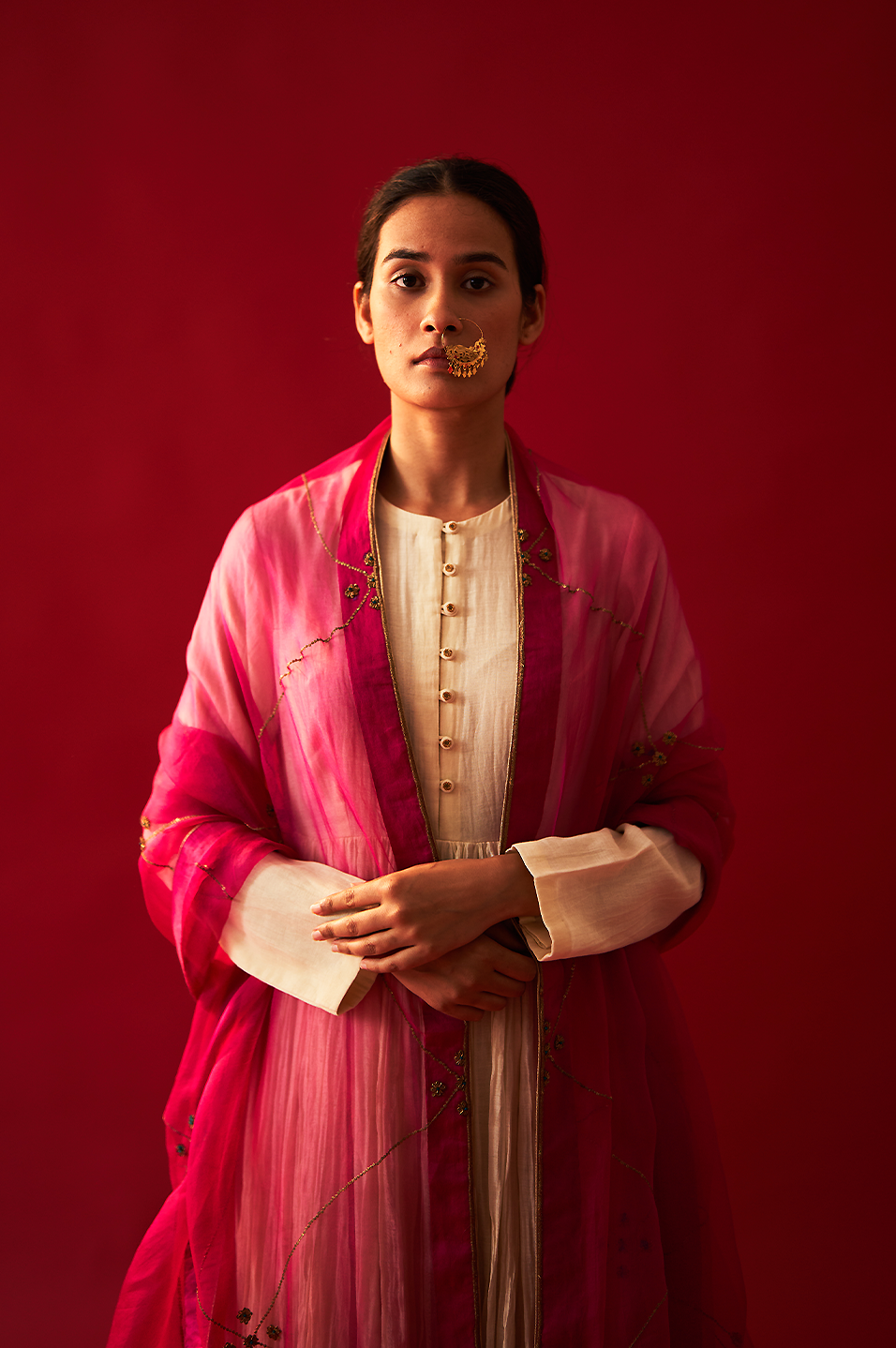 Alara Anarkali Set (Ivory with Rani Dupatta)