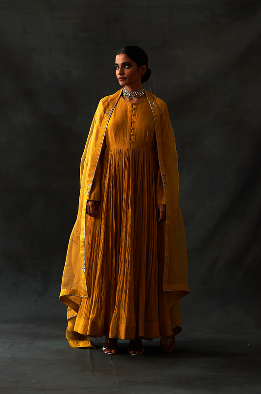 Aftab Anarkali Set (Mustard)
