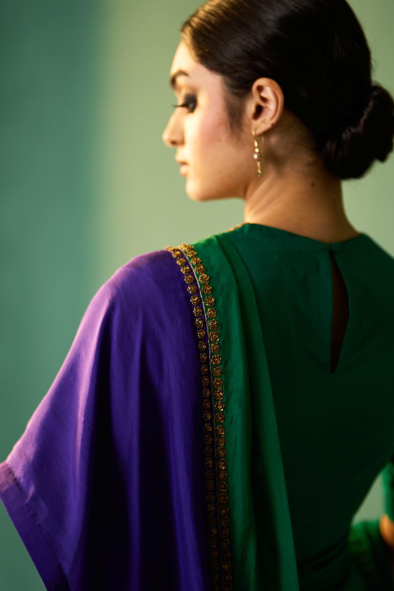 Nyssa Saree - Emerald Green & Indigo