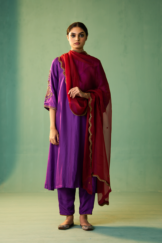 Uzma Kurta Set _ PURPLE & MAROOON