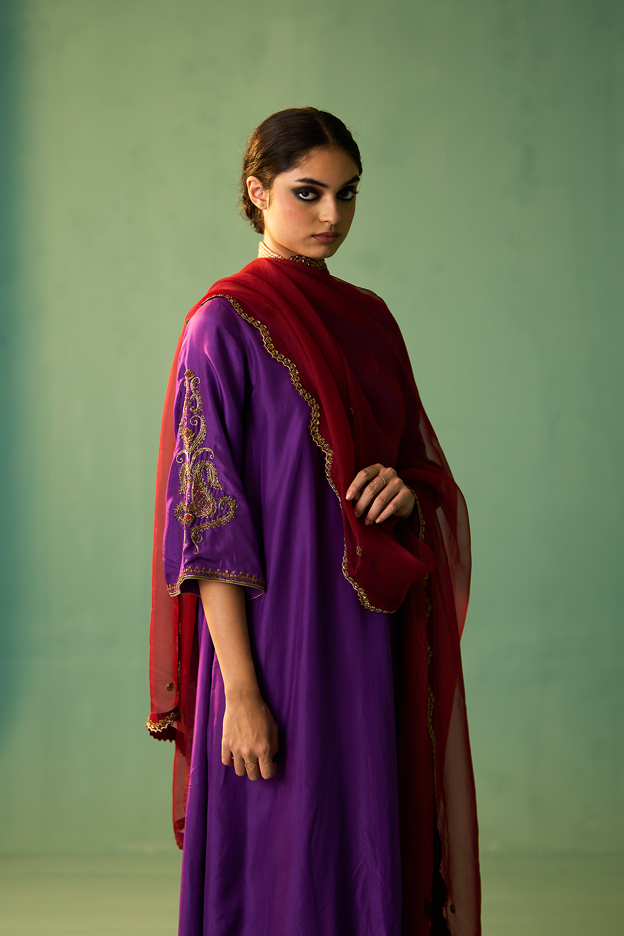 Uzma Kurta Set _ PURPLE & MAROOON