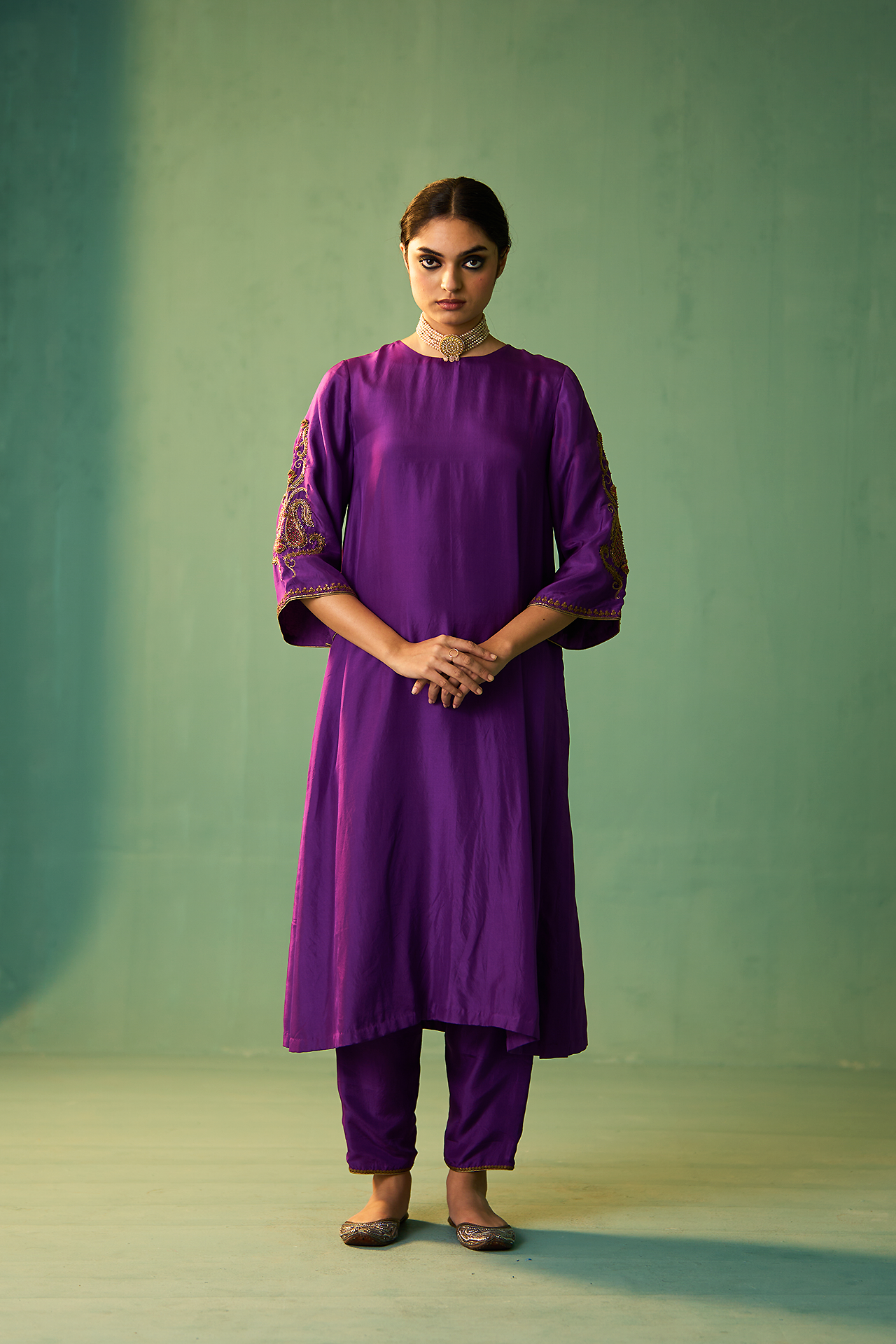 Uzma Kurta Set _ PURPLE & MAROOON