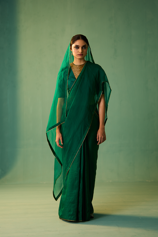 NAILA SAREE - EMERALD GREEN