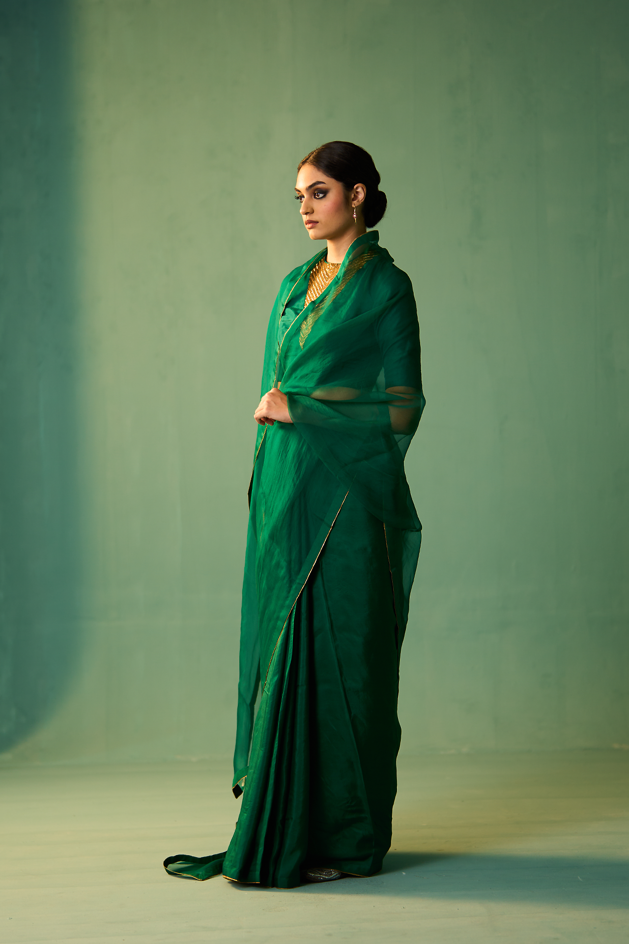 NAILA SAREE - EMERALD GREEN