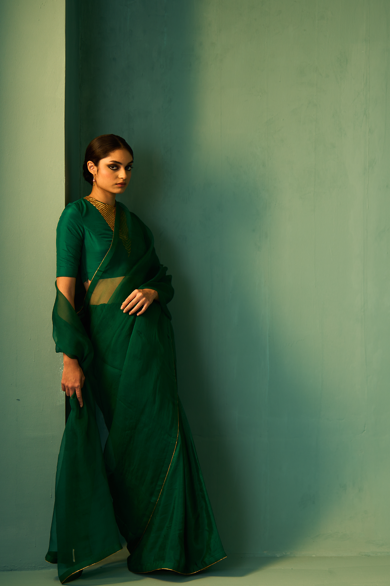 NAILA SAREE - EMERALD GREEN