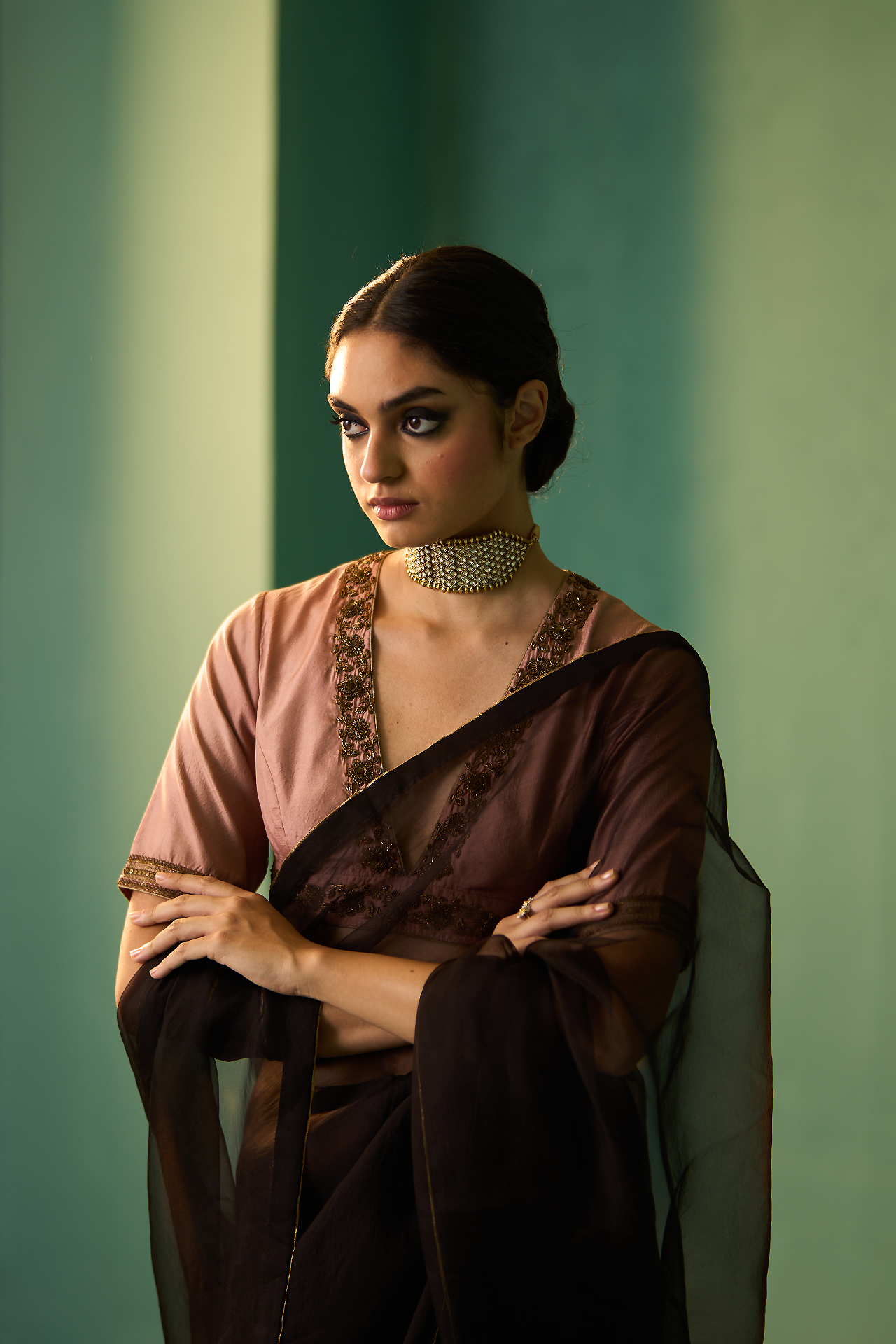 NAILA SAREE - CHARCOAL BLACK