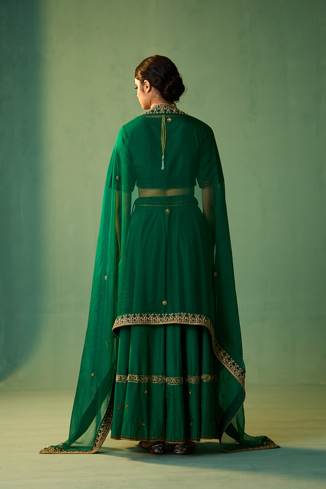 SHABNAM LEHENGA SET (EMERALD GREEN)