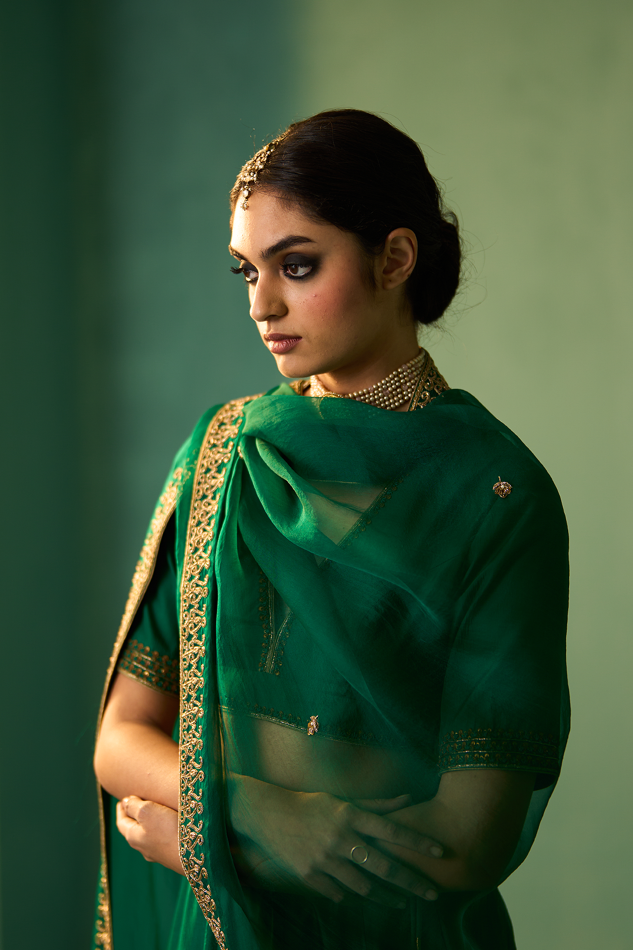 SHABNAM LEHENGA SET (EMERALD GREEN)
