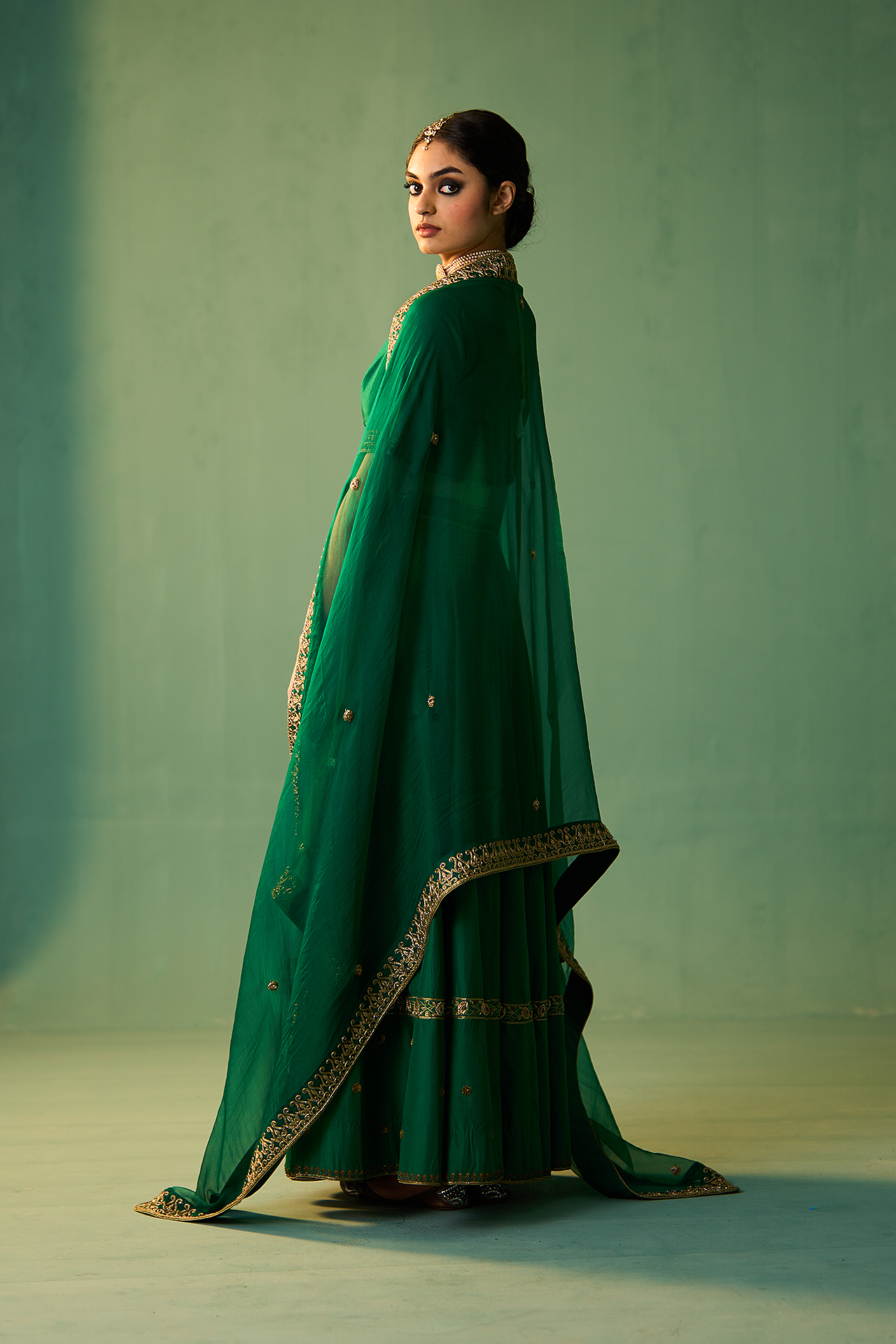 SHABNAM LEHENGA SET (EMERALD GREEN)