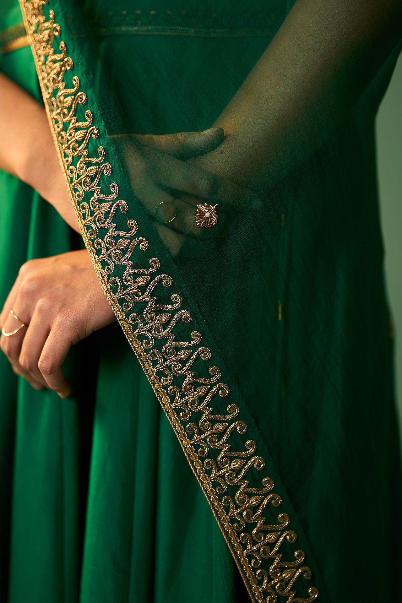 SHABNAM LEHENGA SET (EMERALD GREEN)