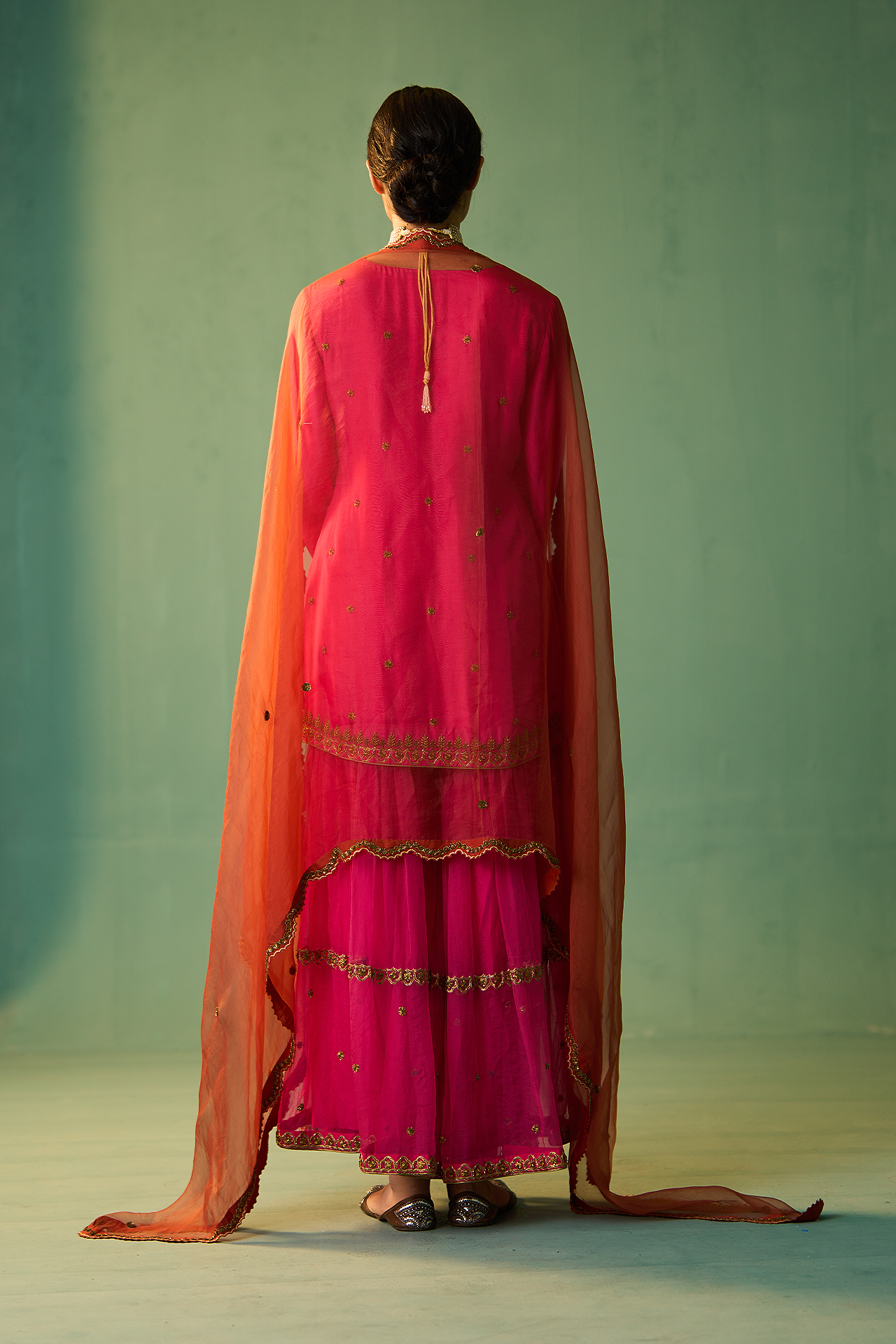 KIARA SHARARA SET - RANI PINK/RUST