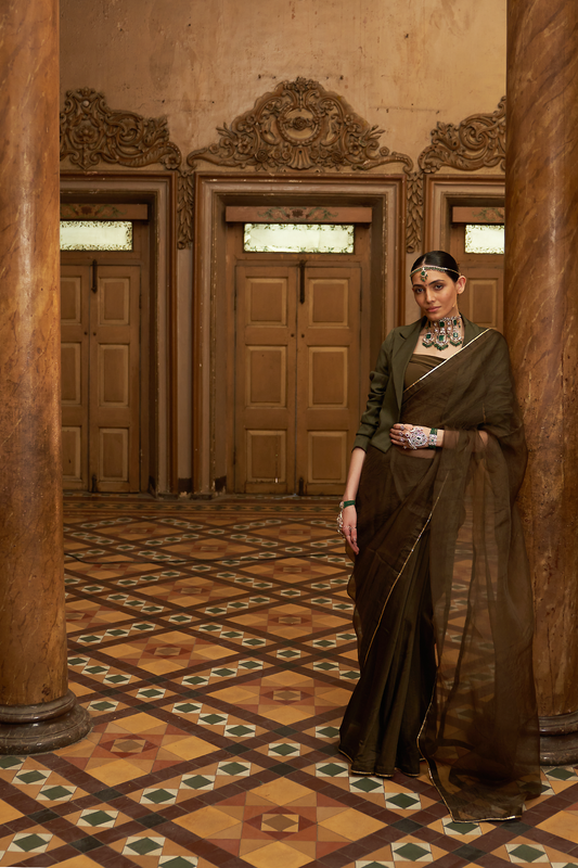 NAILA SAREE (MOCHA OLIVE)
