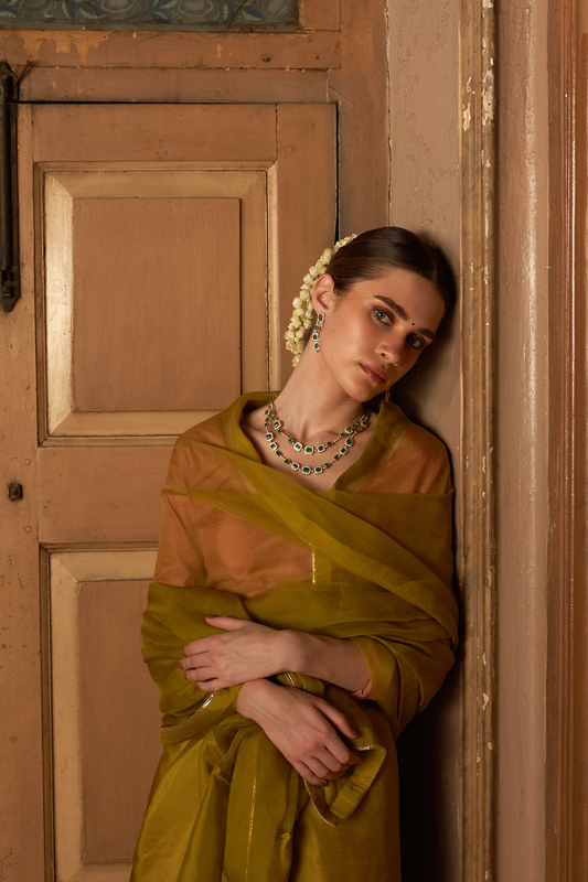 NAILA SAREE (OLIVE GOLD)