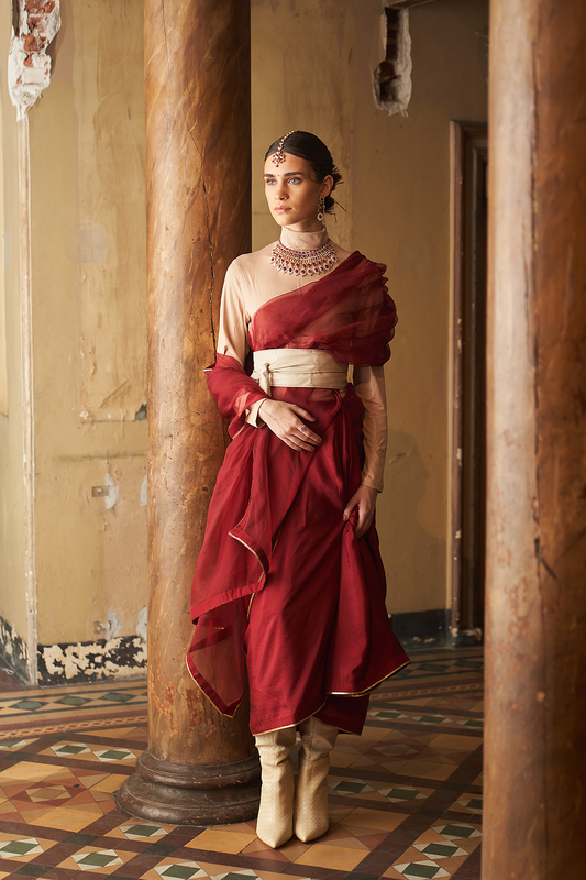 NAILA SAREE (RUBY MAROON)