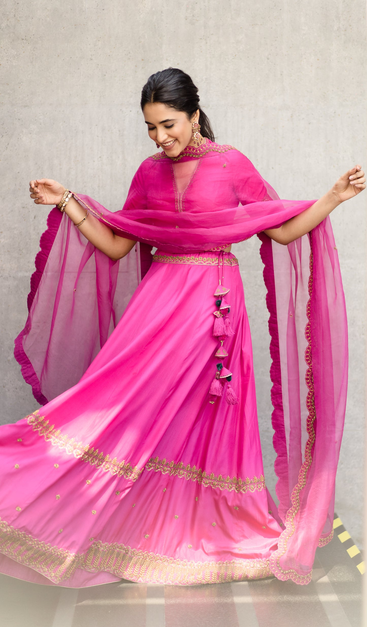 Nargis Lehenga Set Rani Pink (Priyanka Mohan)