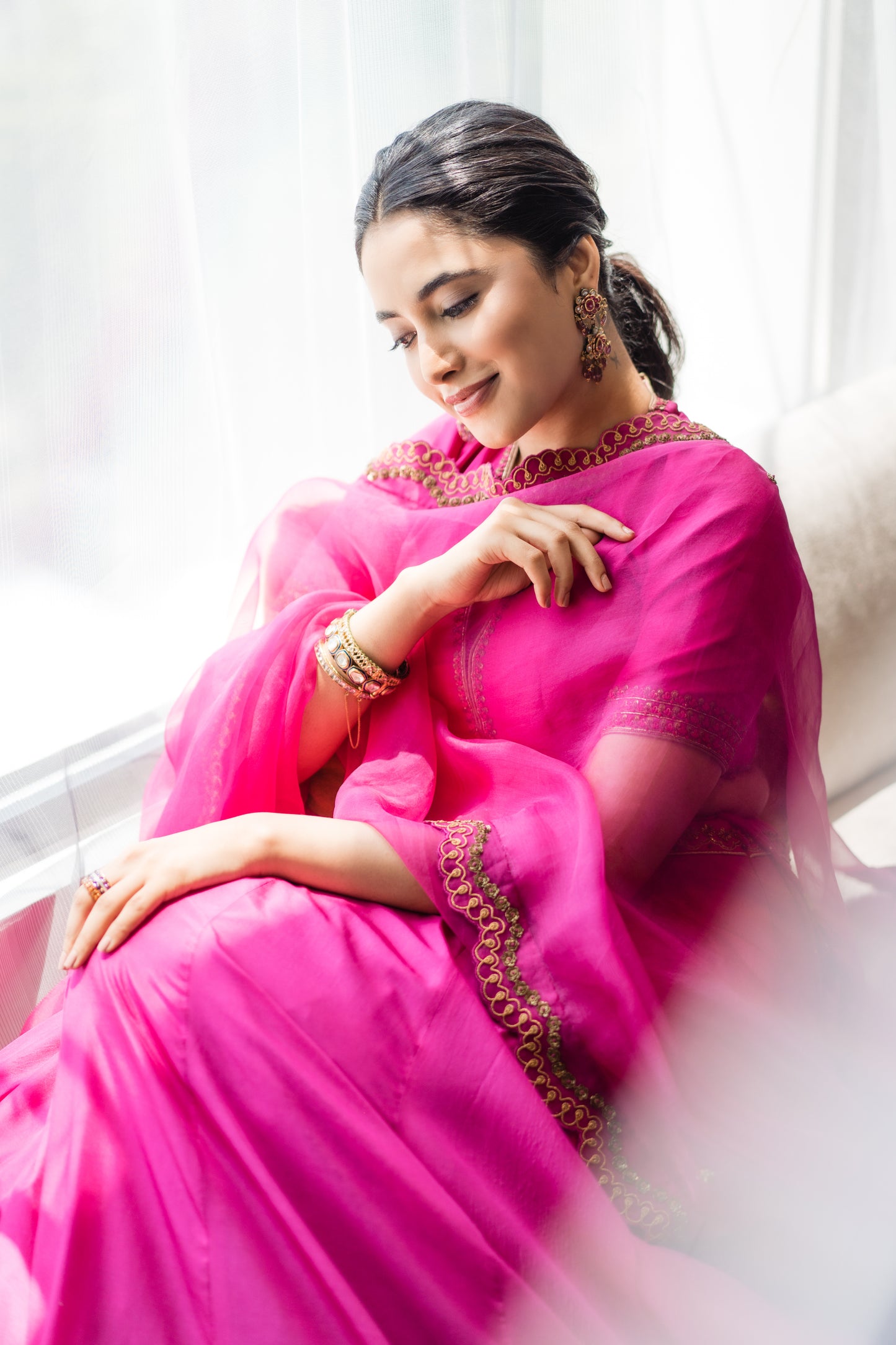 Nargis Lehenga Set Rani Pink (Priyanka Mohan)