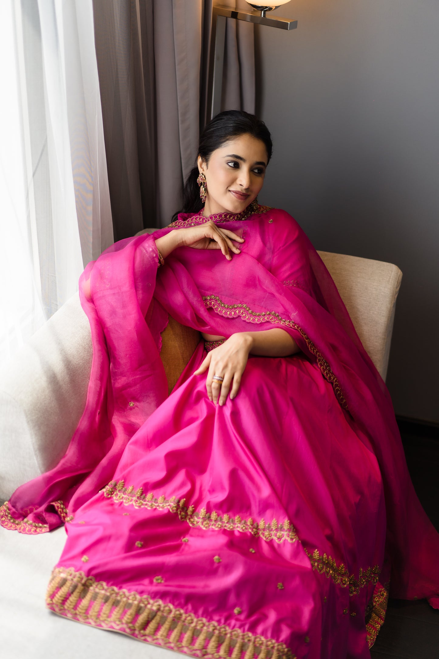 Nargis Lehenga Set Rani Pink (Priyanka Mohan)