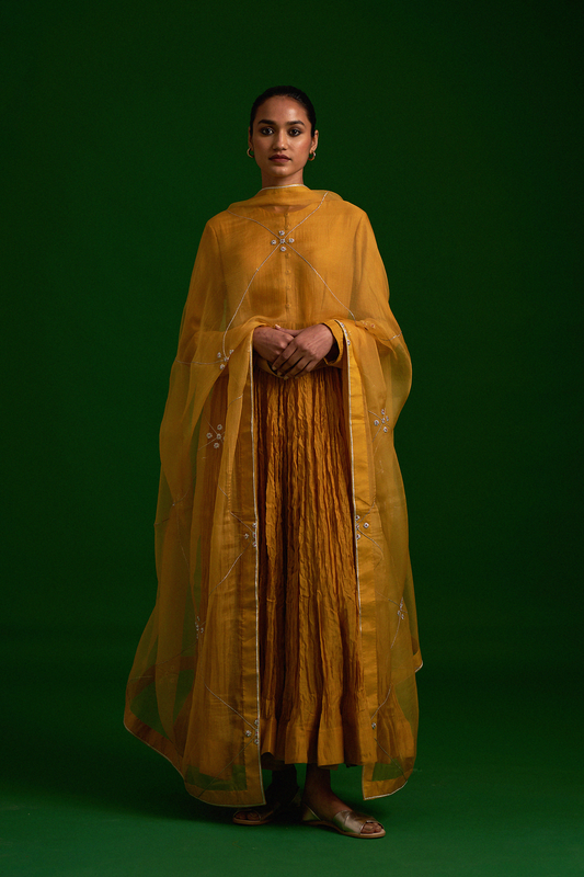 Aftab Anarkali Set (Mustard)