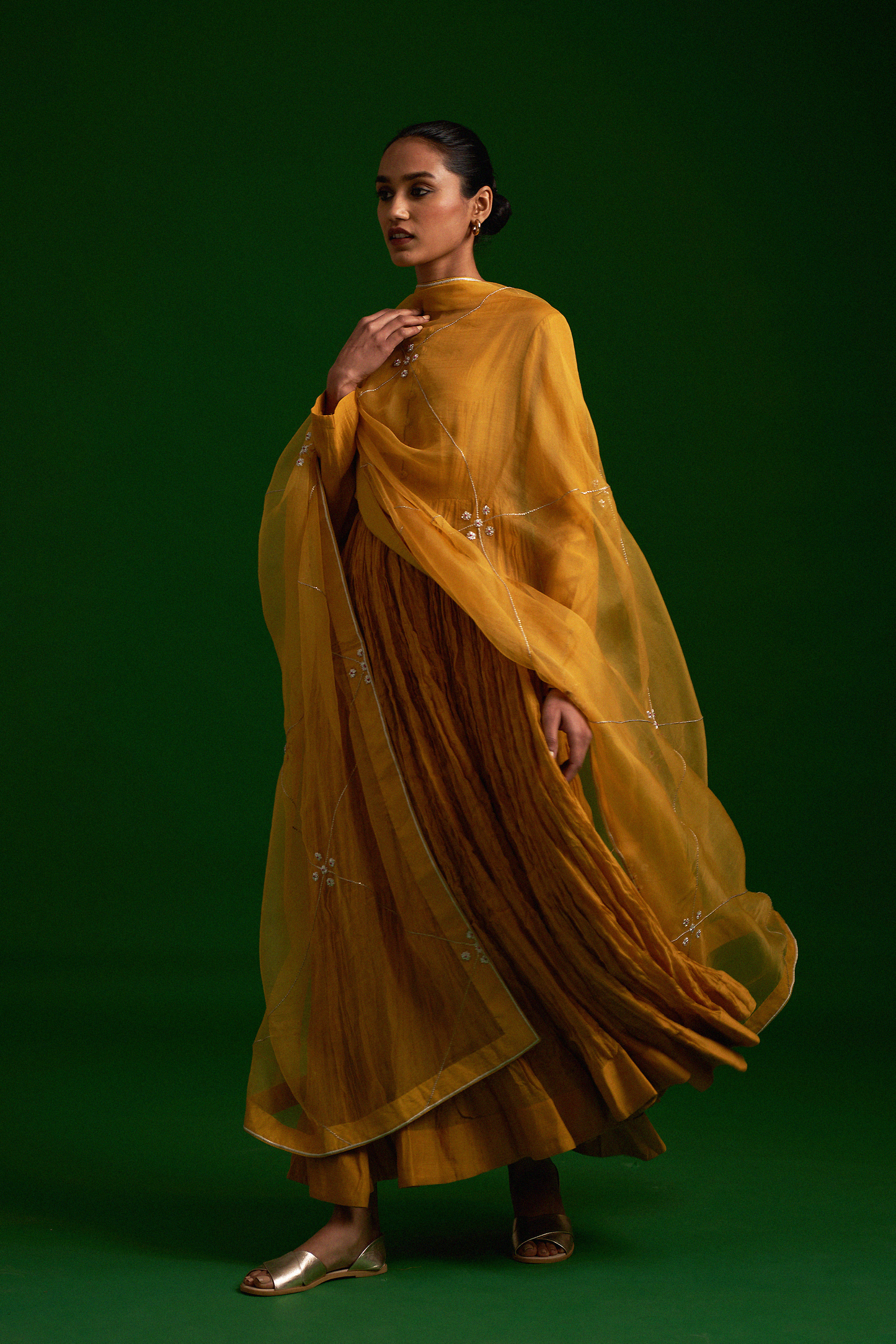 Aftab Anarkali Set (Mustard)