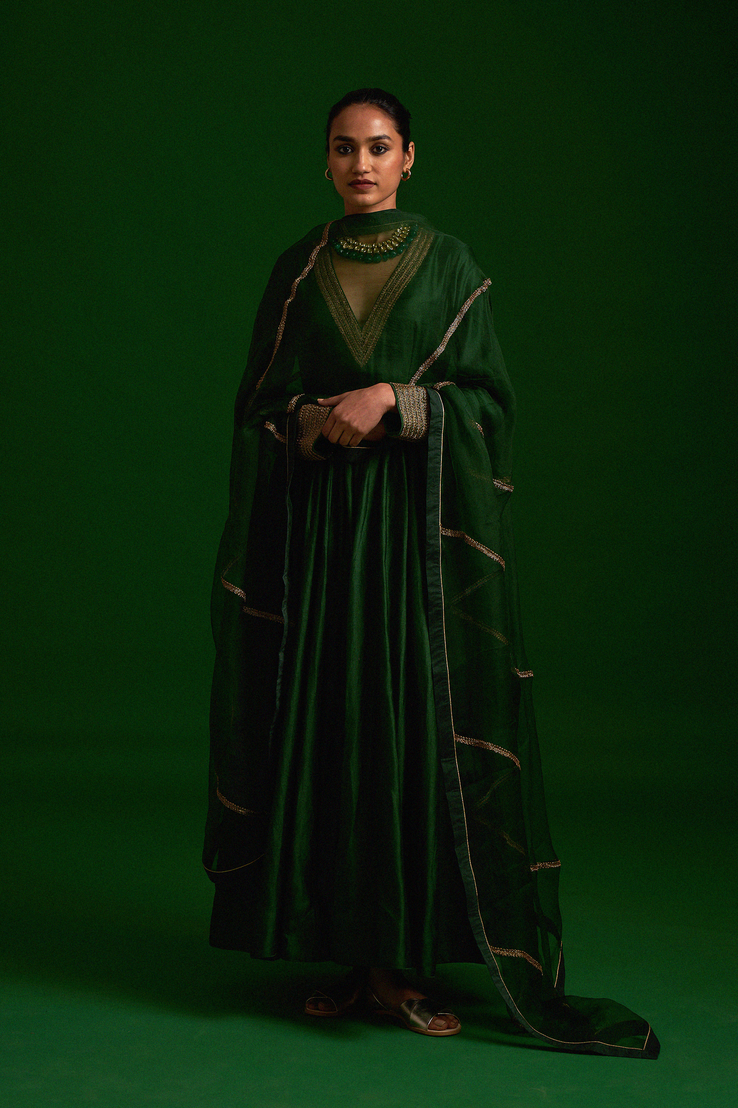 Falak Anarkali Set (Emerald)