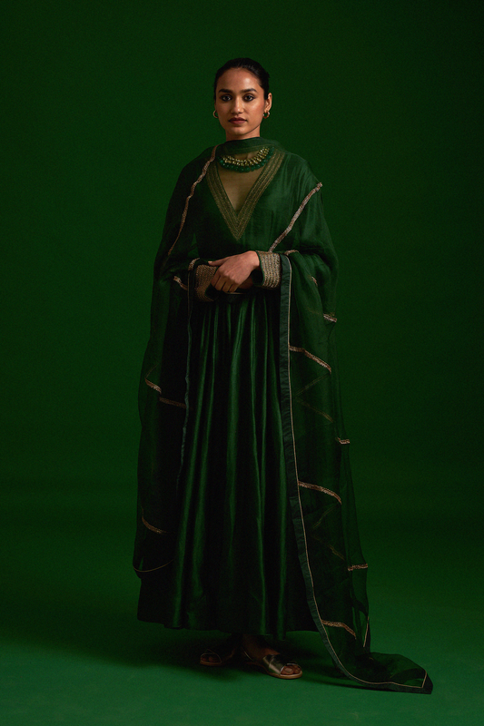 Falak Anarkali Set (Emerald)