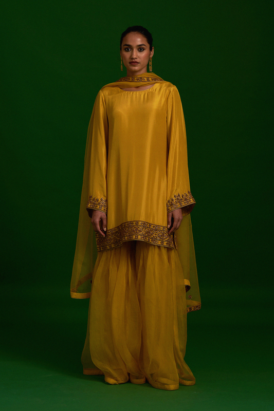 Farhat Sharara Set (Mustard Yellow)