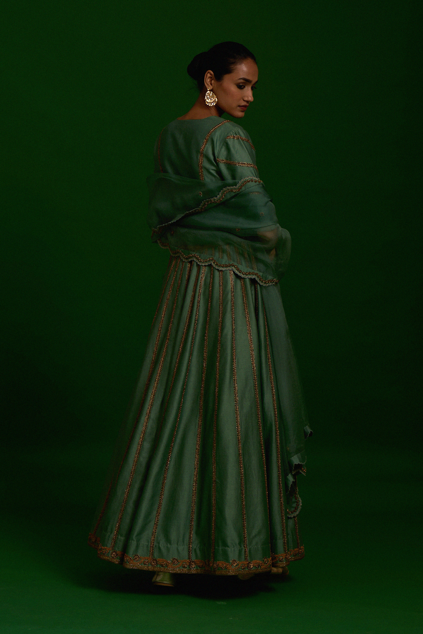 Hafiza Lehenga Set (Mint Green)