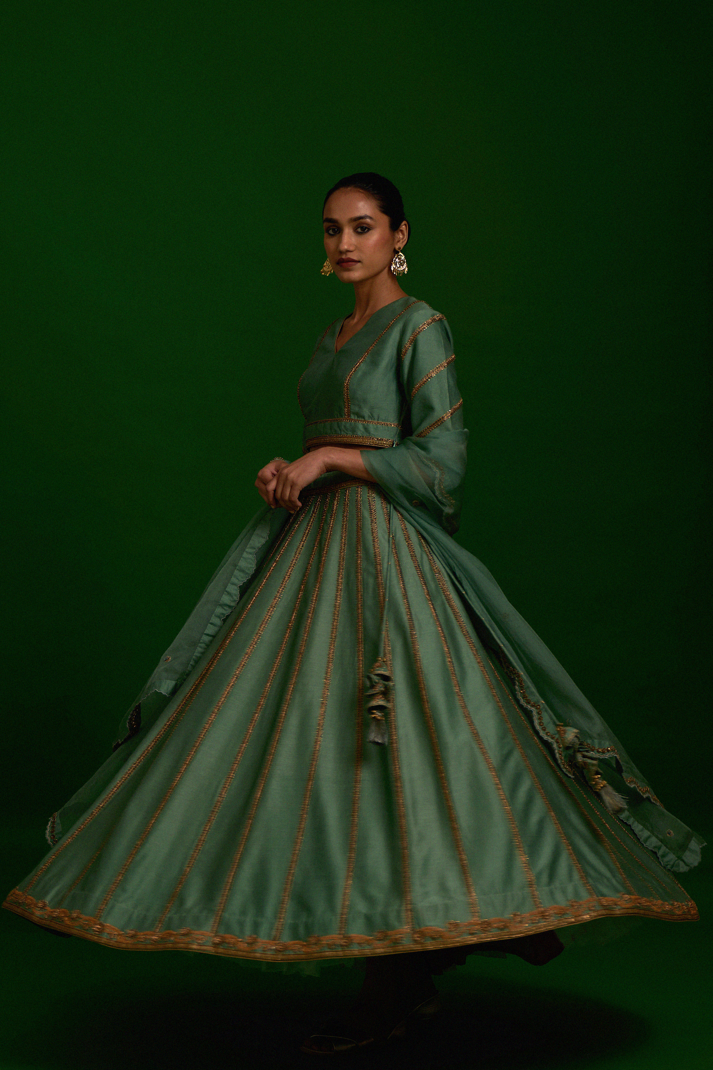 Hafiza Lehenga Set (Mint Green)