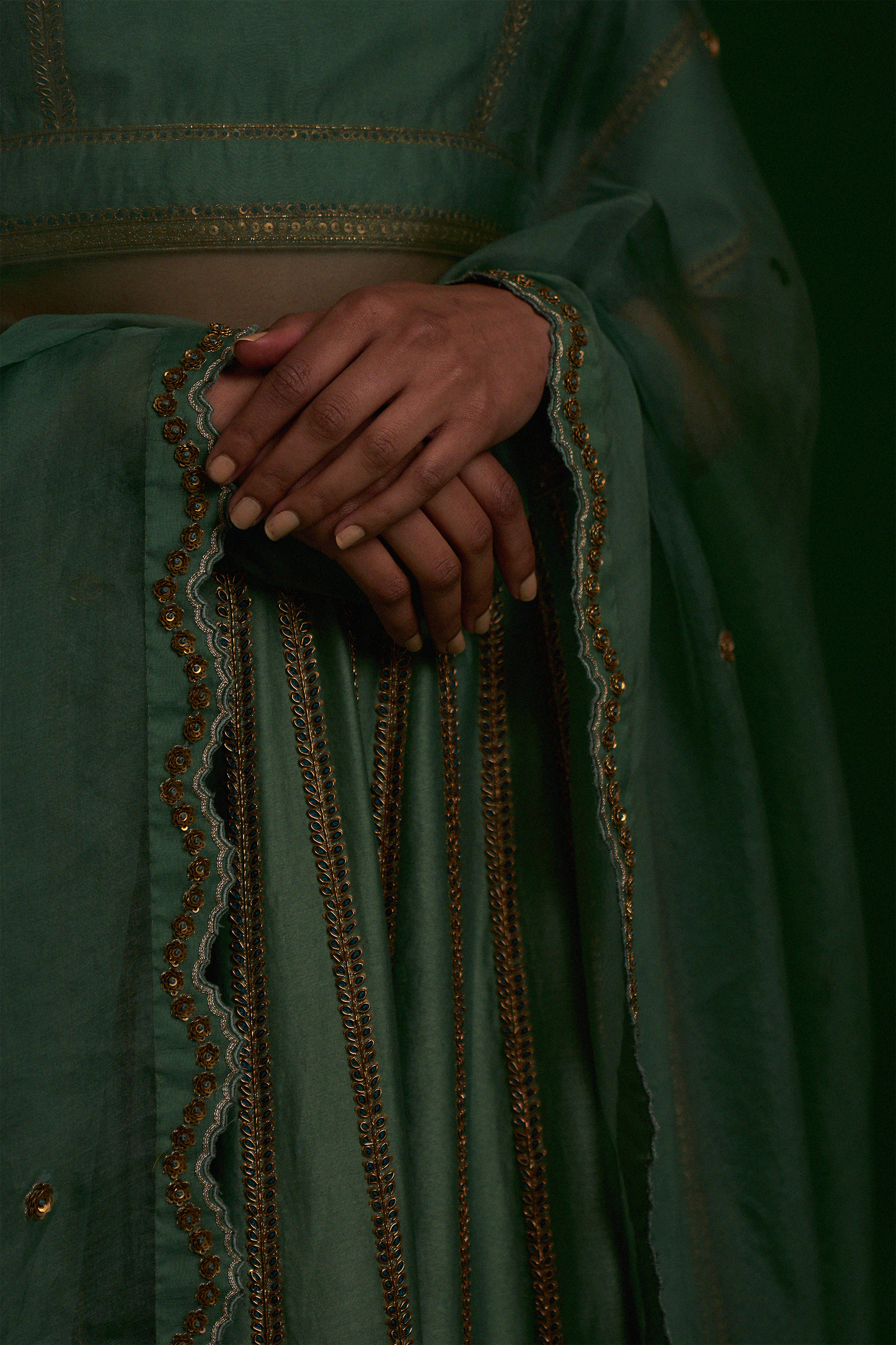 Hafiza Lehenga Set (Mint Green)
