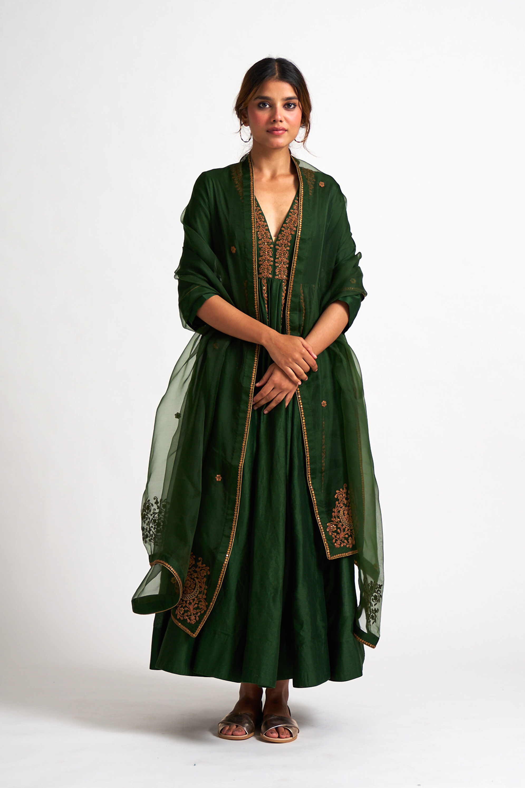 Masakali Anarkali set Forest Green