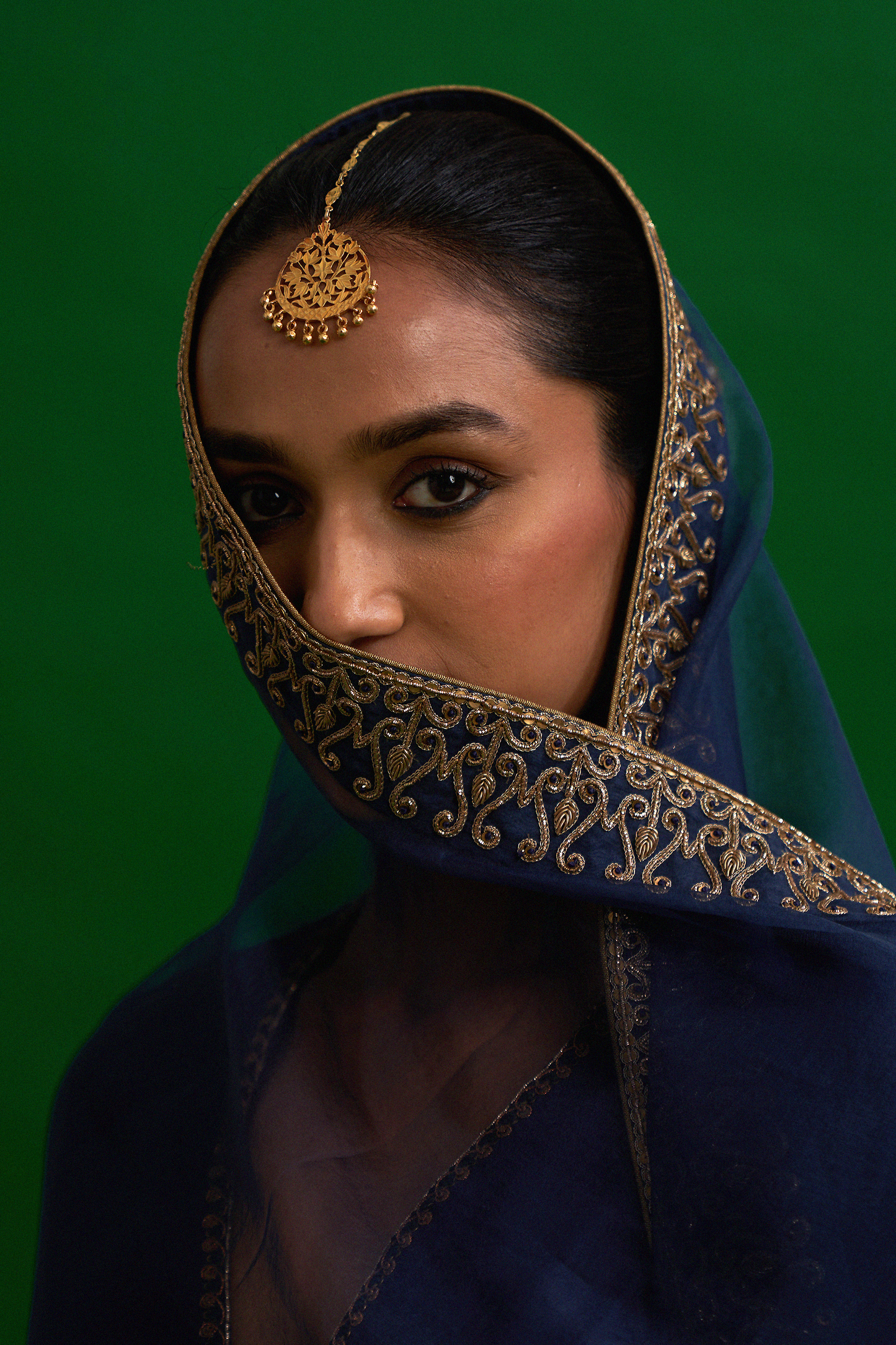 Shabhnam Lehenga Set (Indigo)