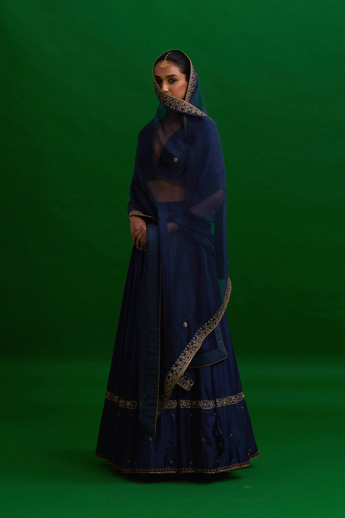 Shabhnam Lehenga Set (Indigo)