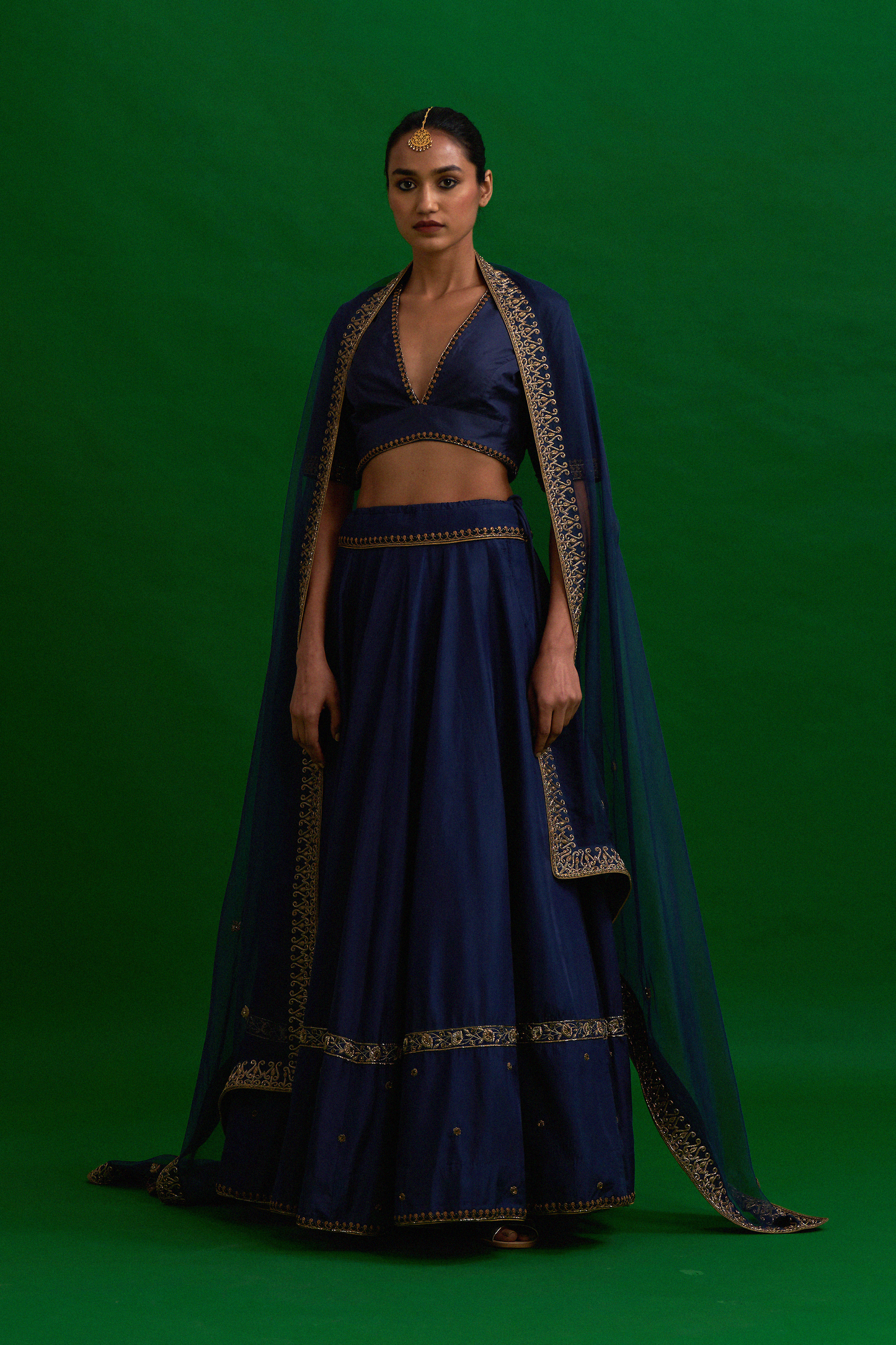 Shabhnam Lehenga Set (Indigo)