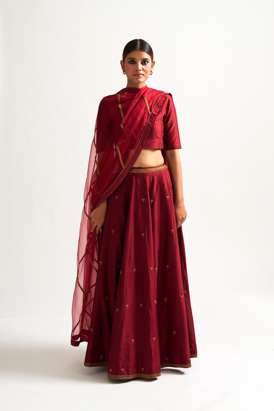 Serena Lehnga Set (Maroon Red)