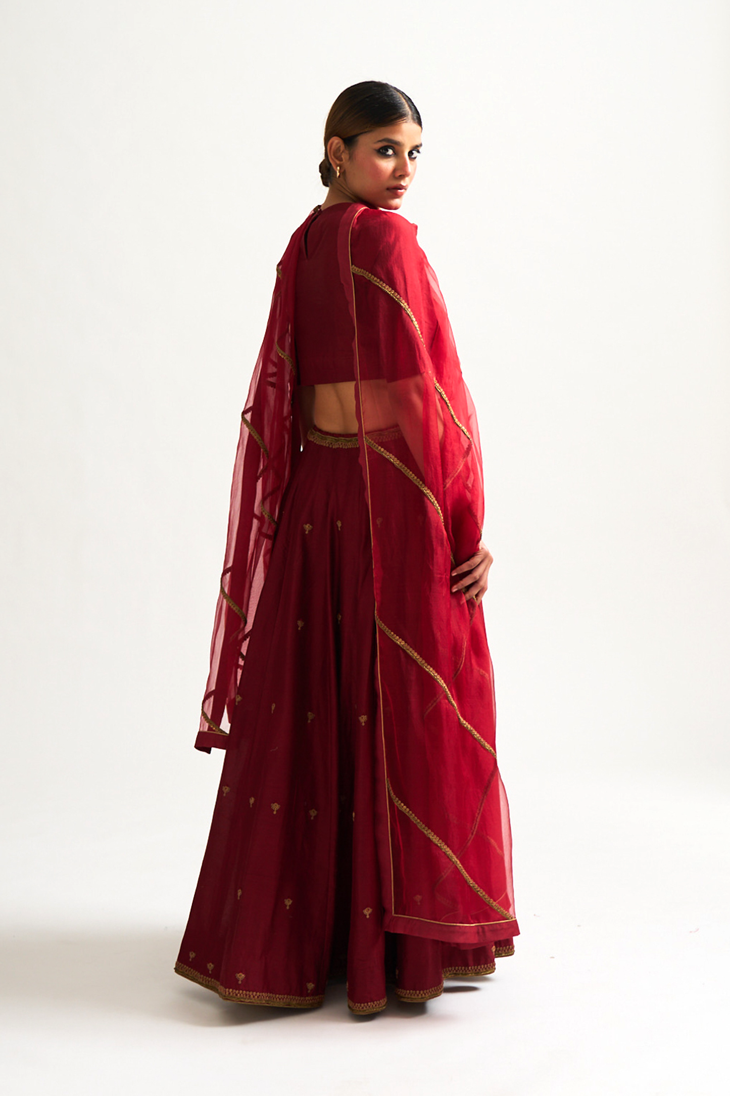Sherena Lehnga Set (Maroon Red)
