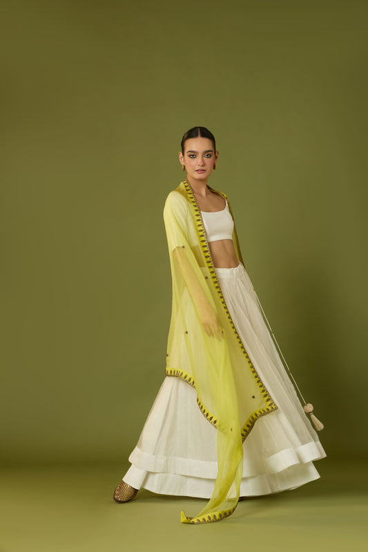 Noor Bahâr Ivory Double Layered Lehenga & Kiara Dupatta