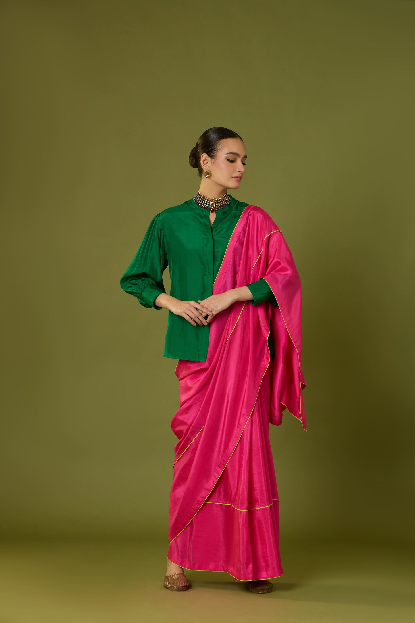 Sama Shirt Blouse - (Emerald Green)