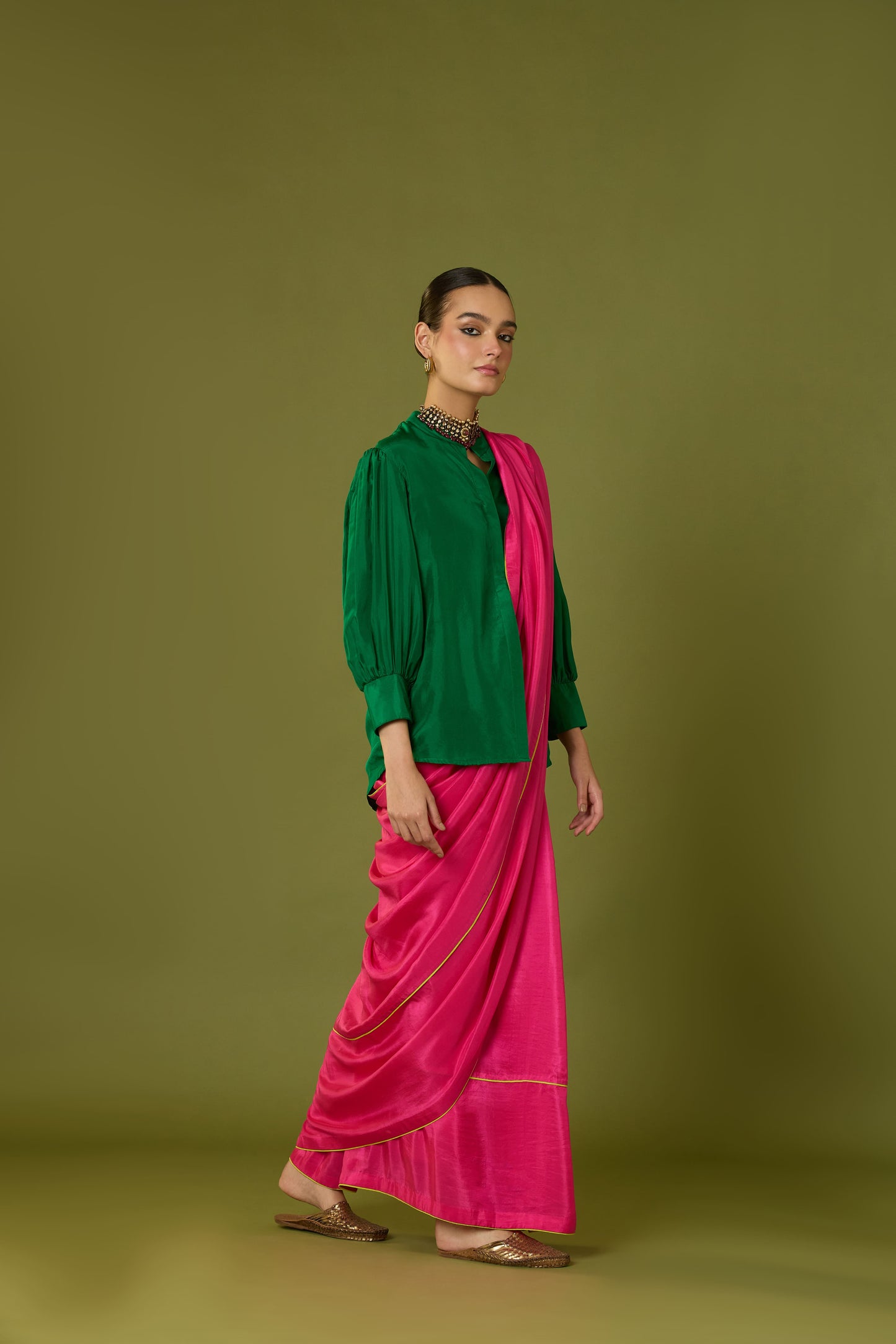 Sama Shirt Blouse - (Emerald Green)