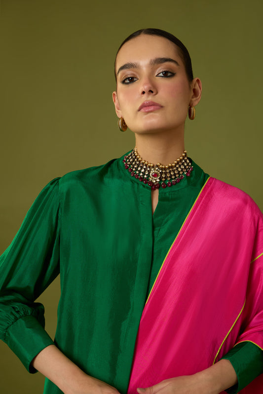 Sama Shirt Blouse - (Emerald Green)