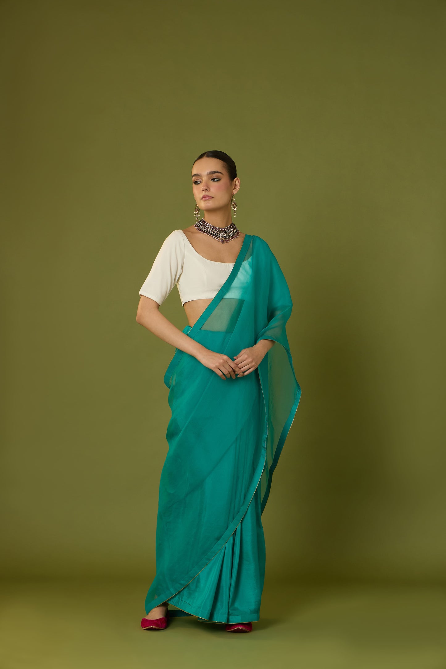 NAILA SAREE (SEA GREEN)