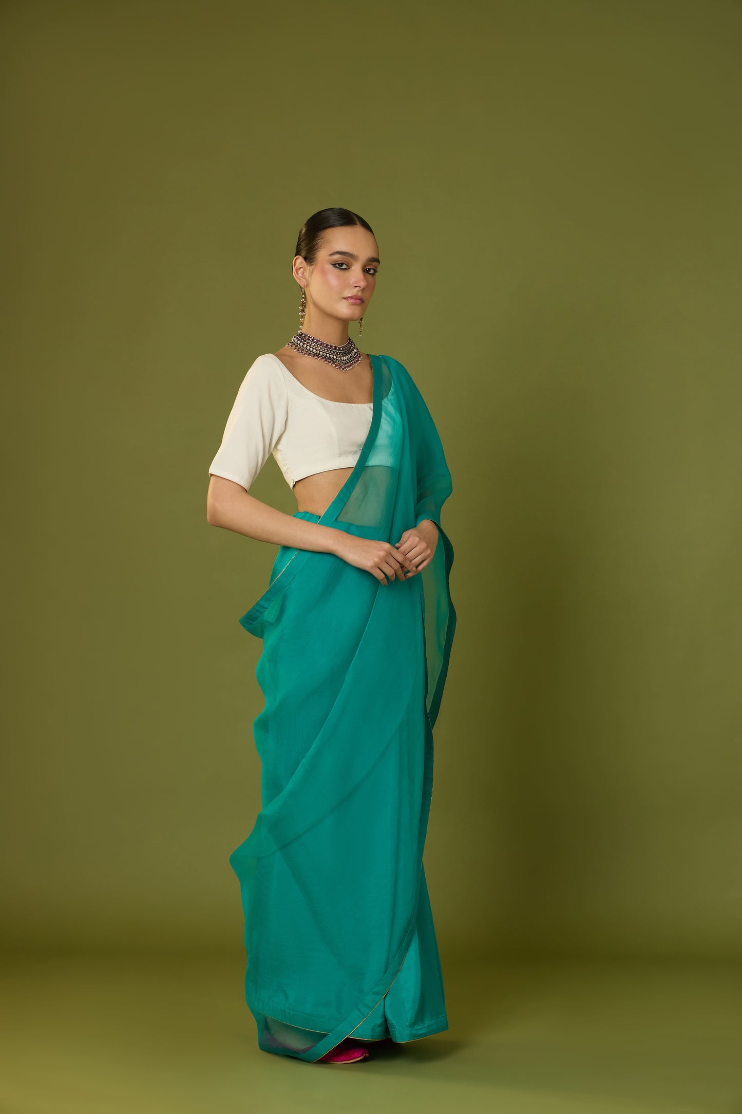 NAILA SAREE (SEA GREEN)